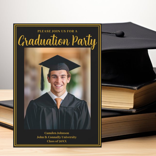 Invitación Fiesta de fotografía de graduación formal de oro n (Subido por el creador)