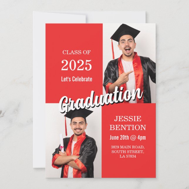 Invitación Fiesta de fotografía de graduación hombres moderno (Anverso)