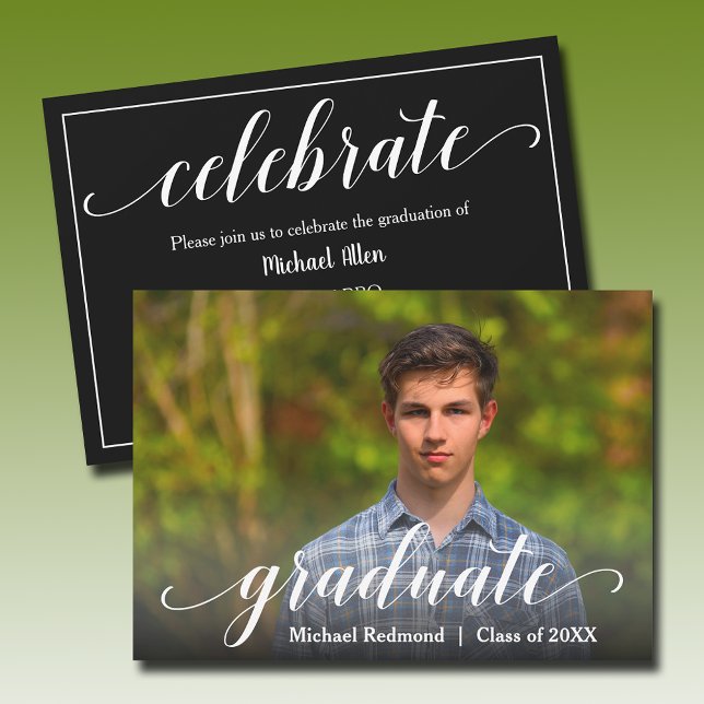 Invitación Fiesta de fotografía de graduación moderna (Modern graduation photo party invitations - PRINTED and/or INSTANT DOWNLOAD)