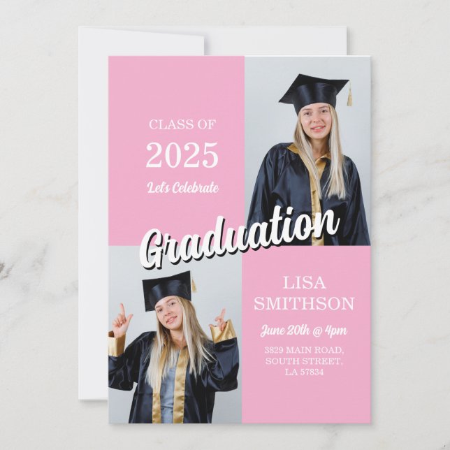 Invitación Fiesta de fotografía de graduación moderno simple (Anverso)