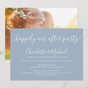 Invitación Fiesta de Fotos de Boda Azul Polvoriento Felices p