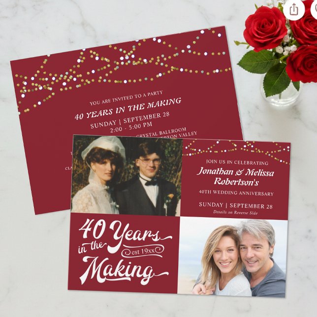 Invitación Fiesta de fotos del 40 aniversario de bodas de rub (Subido por el creador)