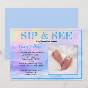Invitación Fiesta de fotos personalizadas "Sip and See" para 