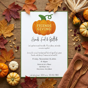 Invitación Fiesta de Friendsgiving: Amigos, Comida y Gratitud