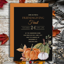 Invitación Fiesta de Friendsgiving de calabazas negras