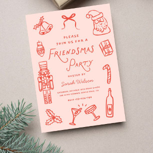 Invitación Fiesta de Friendsmas Navideña Adorable