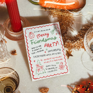 Invitación Fiesta de Friendsmas Navideña con Dibujos Capricho