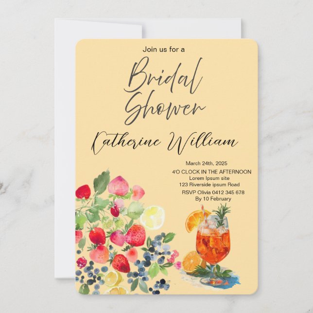 Invitación Fiesta de fruta dulce y jugosa ducha de novia (Anverso)
