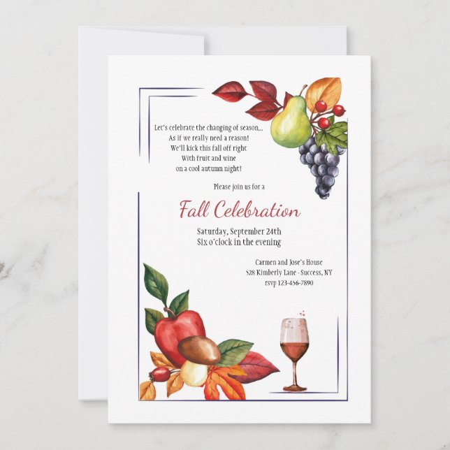 Invitación Fiesta de fruta y vino (Anverso)