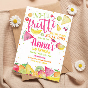 Invitación Fiesta de frutas por el segundo cumpleaños de Twot