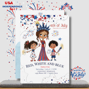 Invitación Fiesta de fuegos artificiales de la familia del 4