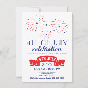 Invitación Fiesta de fuegos artificiales del 4 de julio