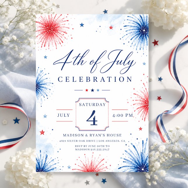 Invitación Fiesta de fuegos artificiales del 4 de julio (Subido por el creador)