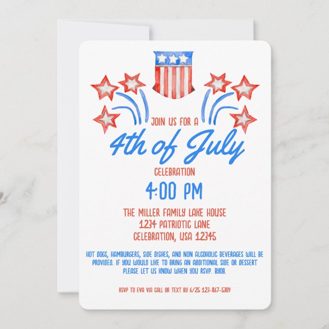 Invitación Fiesta de fuegos artificiales del Día de la Indepe (Anverso)