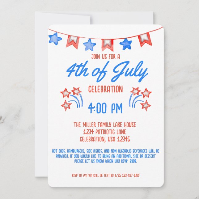 Invitación Fiesta de fuegos artificiales del Día de la Indepe (Anverso)