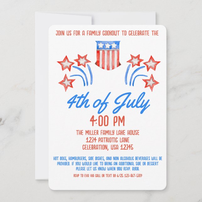 Invitación Fiesta de fuegos artificiales del Día de la Indepe (Anverso)
