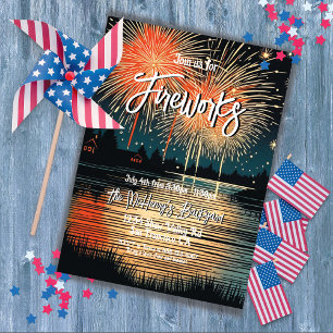 Invitación Fiesta de fuegos artificiales en el lago