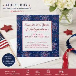 Invitación Fiesta de fuegos artificiales patrióticos del 4 de