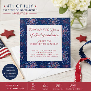 Invitación Fiesta de fuegos artificiales patrióticos del 4 de
