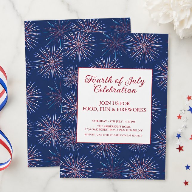 Invitación Fiesta de Fuegos Artificiales Patrióticos del 4 de (Add your event details to personalize.  )