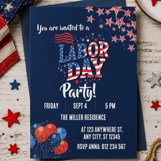 Invitación Fiesta de Fuegos Artificiales Rojo Blanco y Azul D (Subido por el creador)