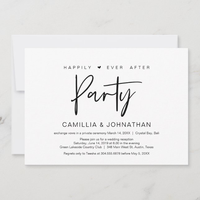 Invitación Fiesta de fuga de amores para siempre, Casual (Anverso)