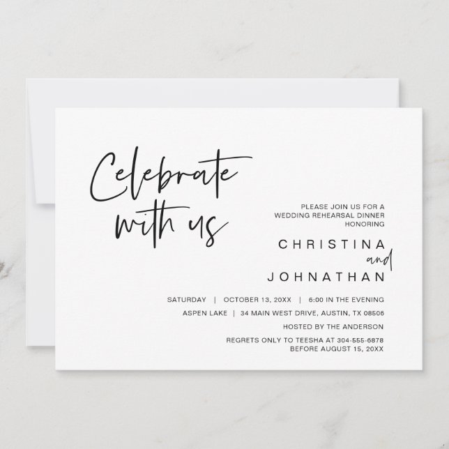 Invitación Fiesta de fuga de novios, Celebra con nosotros Inv (Anverso)