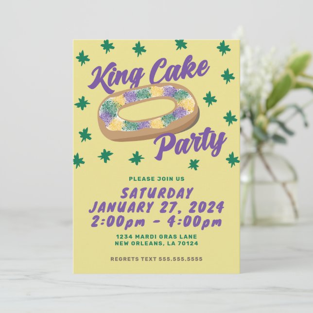 Invitación Fiesta de Fun King Cake (Anverso de pie)
