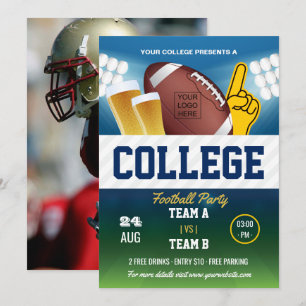 Invitación Fiesta de fútbol americano universitario cambiar c