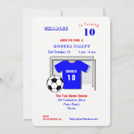 Invitación Fiesta de fútbol: Camisa de fútbol azul personaliz