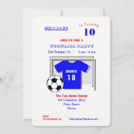 Invitación Fiesta de fútbol Camisa de Fútbol Azul Personaliza