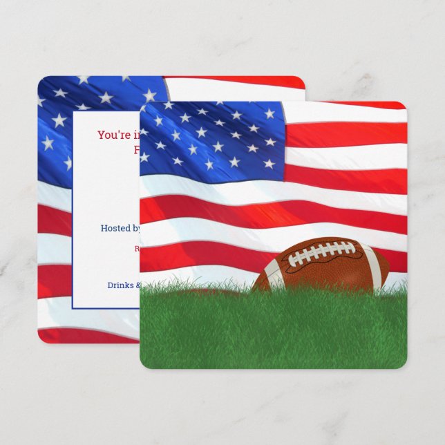 Invitación Fiesta de fútbol con bandera estadounidense (Anverso / Reverso)