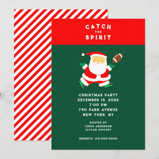 Invitación Fiesta de Fútbol de Navidad (Anverso / Reverso)