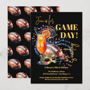 Invitación Fiesta de fútbol de Nueva Orleans Día del Mardi Gr