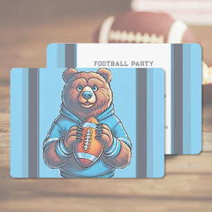 Invitación Fiesta de Fútbol de Oso Atlético Azul Moderno