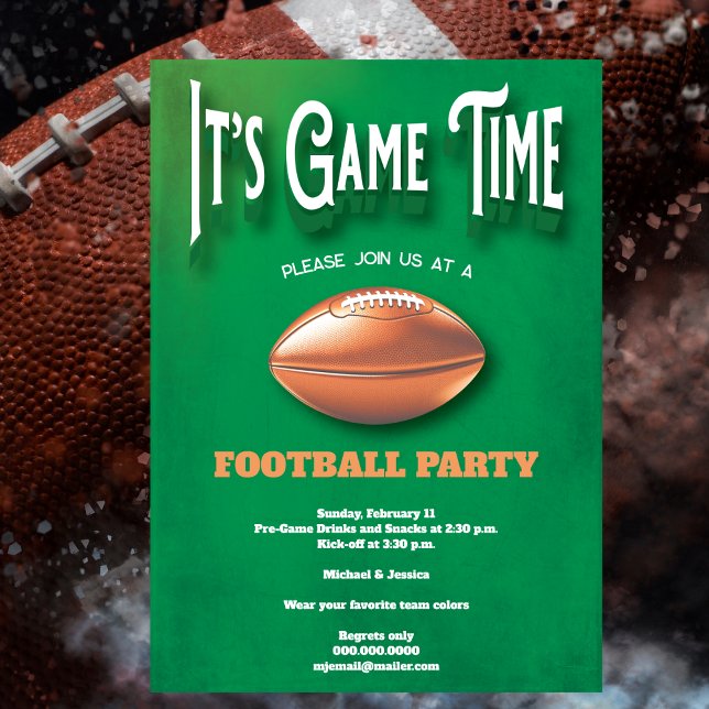 Invitación Fiesta de fútbol en tiempo de juego (Get ready for the ultimate football game party with our Football Game Party Invitation.)