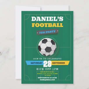 Invitación Fiesta de fútbol invita a los niños de cumpleaños