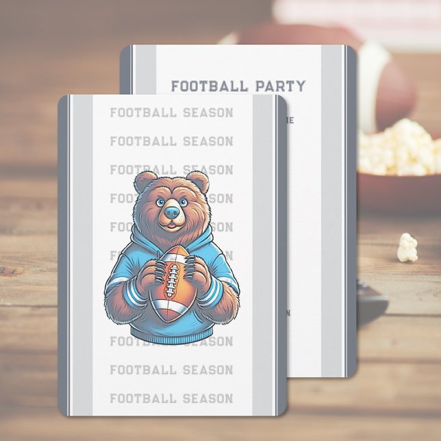 Invitación Fiesta de fútbol moderno (Football Party Invitation (front and back))