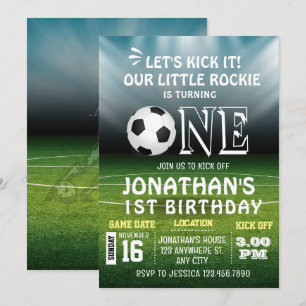 Invitación Fiesta de fútbol para niños en su 1er cumpleaños