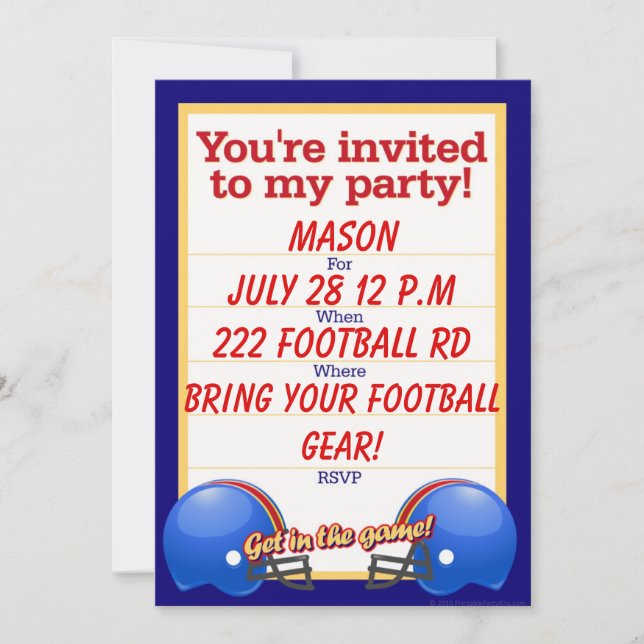 Invitación Fiesta de fútbol personalizado invitado (Anverso)