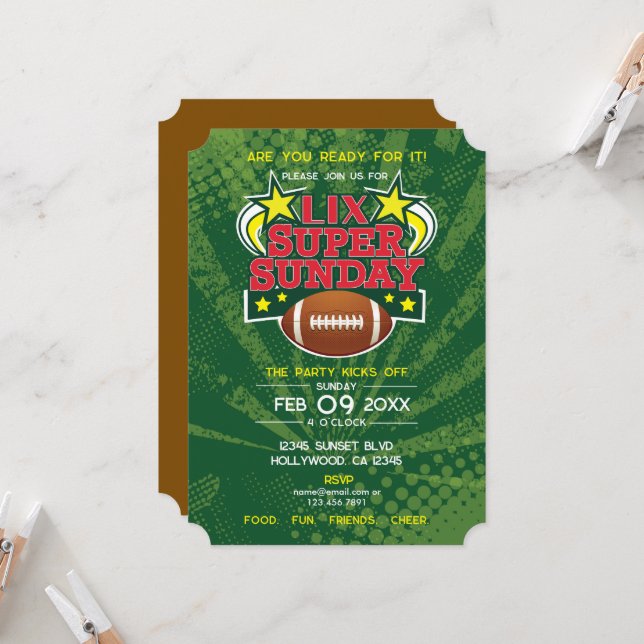 Invitación Fiesta de fútbol superdomingo (Anverso/Reverso In Situ)