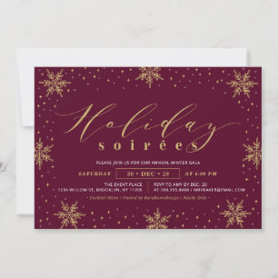 Invitación Fiesta de gala corporativa de Navidad en oro y bur