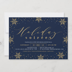 Invitación Fiesta de gala corporativa de oro y azul marino pa