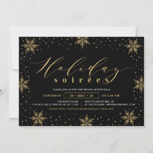 Invitación Fiesta de gala corporativa Gold & Black Holiday
