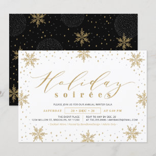Invitación Fiesta de gala corporativa Gold & Black Holiday So