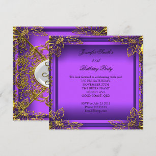 Invitación Fiesta de Gala Elite Elegante Púrpura Dorado