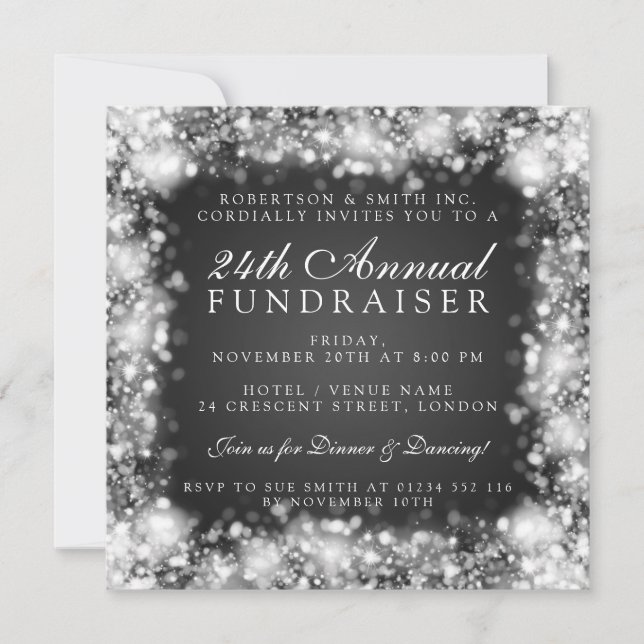 Invitación Fiesta de Gala para Recaudación de Fondos, Silver  (Anverso)