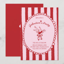 Fiesta de Galentine de Dibujo a Mano en Rojo Rosa
