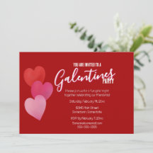 Fiesta de Galentines con 3 Corazones en Rojo