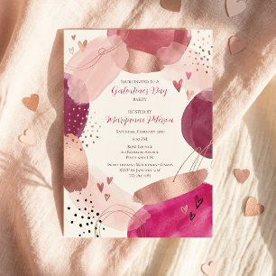 Invitación Fiesta de Galentine's Day abstracta en rosa dorado